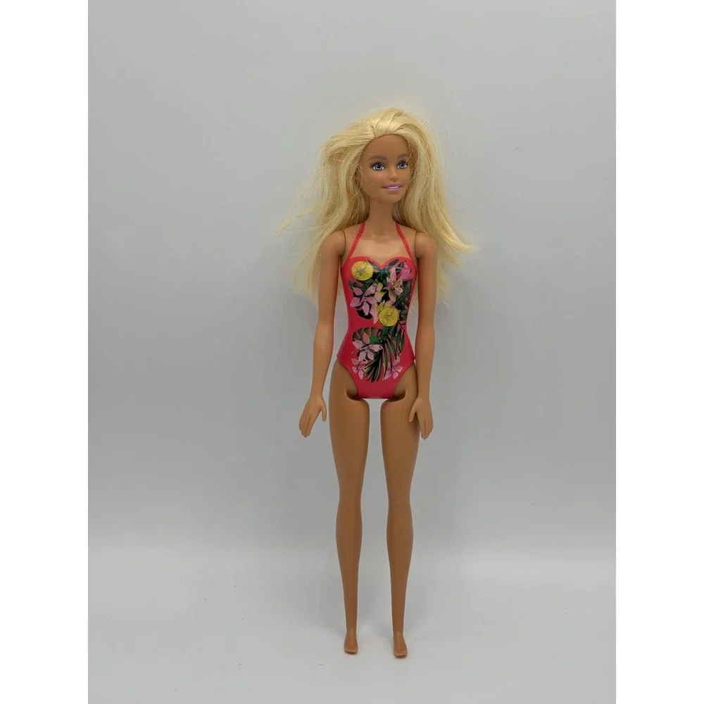 Mattel Barbie Doll Poolside Beach Barbie Pink Swimsuit Blonde Hair